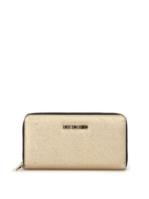 LOVE MOSCHINO: portafogli - Portafoglio dorato in ecopelle con zip
