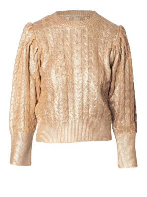 m.s.g.m.: crew necks - Gold-tone coated cropped sweater