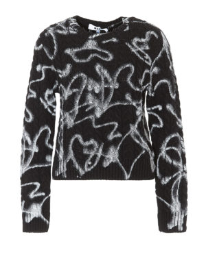 m.s.g.m.: crew necks - Spray effect heart cable knit sweater