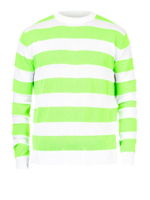 m.s.g.m.: maglia collo rotondo - Girocollo in cotone a righe verdi e bianche