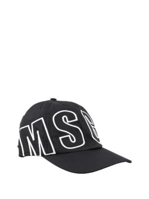 m.s.g.m.: cappelli - Cappellino nero con logo ricamato