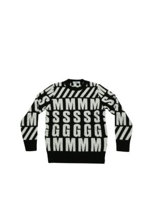 m.s.g.m.: knitwear - Black and white jacquard pullover
