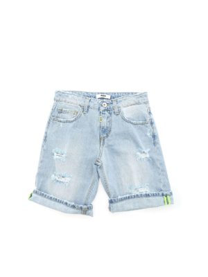 m.s.g.m.: shorts - Destroyed effect jeans bermuda in light blue