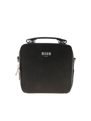 m.s.g.m.: shoulder bags - Shoulder bag in black with logo print