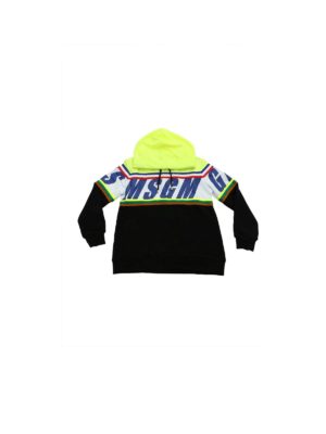 m.s.g.m.: Sweatshirts & Sweaters - Black and neon yellow sweatshirt with logo