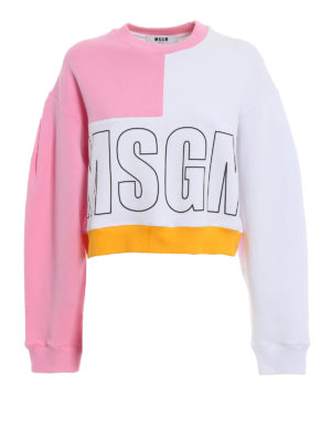 m.s.g.m.: Felpe e maglie - Felpa crop a blocchi di colore
