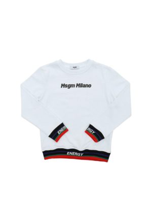 m.s.g.m.: Sweatshirts & Sweaters - Multicolor ribbed edges sweatshirt in white