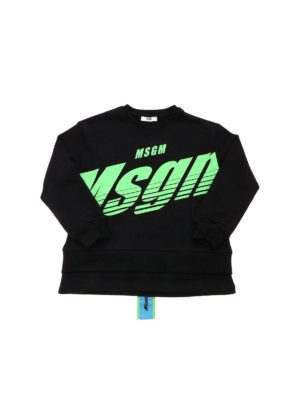 m.s.g.m.: Sweatshirts & Sweaters - Neon mint logo sweatshirt in black