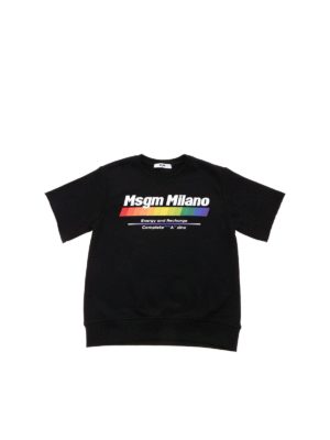 m.s.g.m.: t-shirts - Black half sleeve sweatshirt