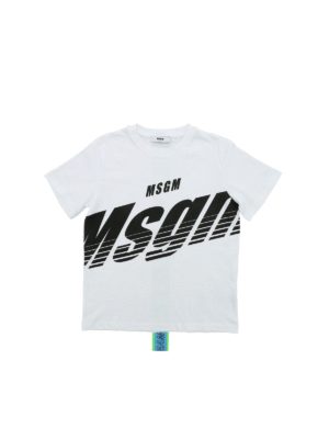 m.s.g.m.: t-shirts - Black logo T-shirt in white
