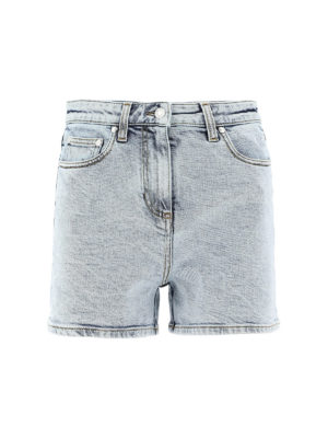 m.s.g.m.: Trousers Shorts - Logo lettering denim shorts
