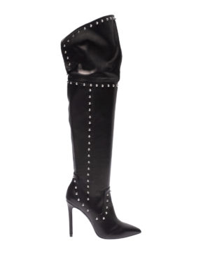 MARC ELLIS: stivali - Cuissard in nappa con borchie