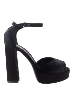 MARC ELLIS: sandali - Sandali a punta aperta neri velluto e suede