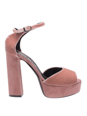 MARC ELLIS: sandali - Sandali a punta aperta rosa velluto e suede