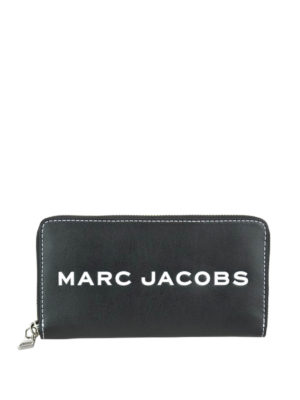MARC JACOBS: portafogli - Portafoglio in pelle nera con logo lettering