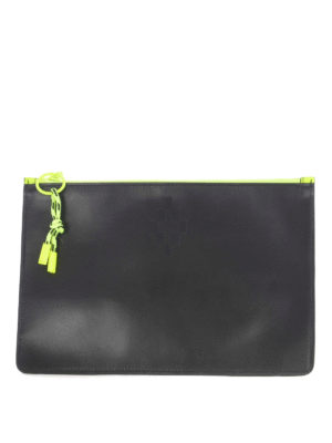 Marcelo Burlon: pochette - Pouch in pelle nera con zip