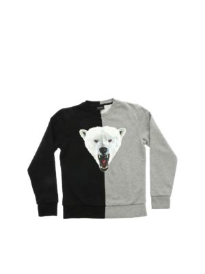 Marcelo Burlon Kids: Sweatshirts & Sweaters - Bear bicoloured sweatshirt