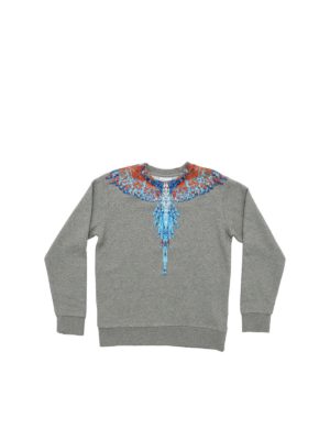Marcelo Burlon Kids: Sweatshirts & Sweaters - Big Wings sweatshirt in melange grey