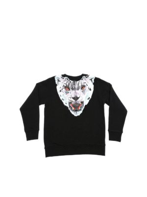 Marcelo Burlon Kids: Sweatshirts & Sweaters - Black Lynx sweatshirt with feline print