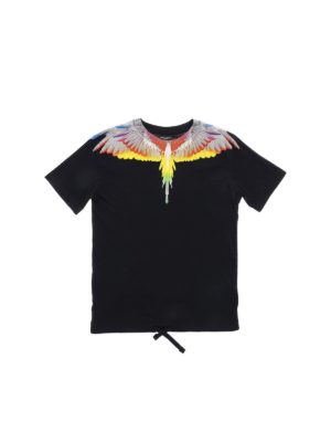 Marcelo Burlon Kids: t-shirts - Wings Multicolor T-shirt in black