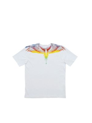 Marcelo Burlon Kids: t-shirts - Wings Multicolor T-shirt in white