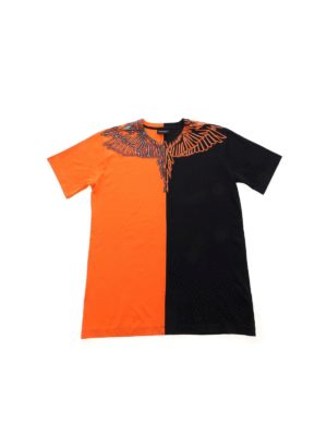 Marcelo Burlon Kids: t-shirts - Wings Orange-Black T-shirt