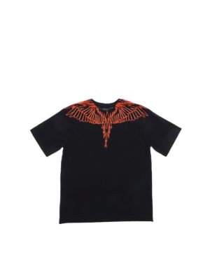 Marcelo Burlon Kids: t-shirts - Wings Red T-shirt in black