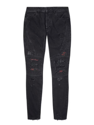 Marcelo Burlon: straight leg jeans - Snakes patches black biker jeans