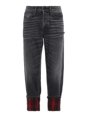 Marcelo Burlon: straight leg jeans - Vintage jeans with tartan turn-ups