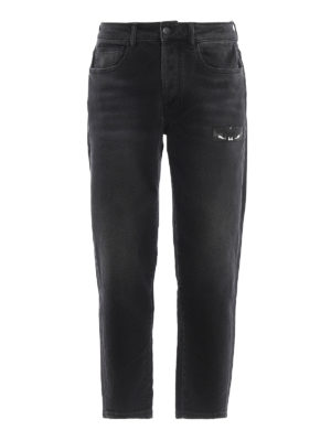Marcelo Burlon: straight leg jeans - Wings patch stone washed jeans