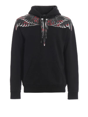 Marcelo Burlon: Felpe e maglie - Felpa nera Flower Wings con cappuccio