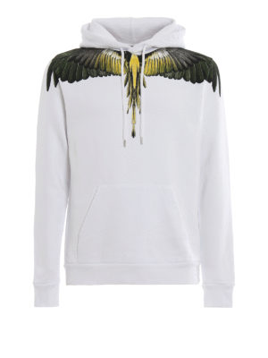 Marcelo Burlon: Felpe e maglie - Felpa bianca con cappuccio Yellow Wings
