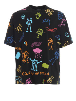 Marcelo Burlon: t-shirt - T-shirt in cotone All over Sketch
