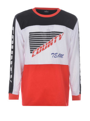 Marcelo Burlon: t-shirt - T-shirt color block con pannelli a rete