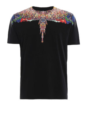 Marcelo Burlon: t-shirts - Multicolor Wings black T-shirt