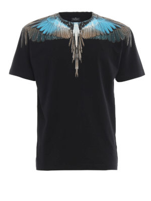 Marcelo Burlon: t-shirt - T-shirt nera Turquoise Wings