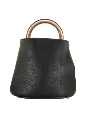 Marni: Secchielli - Borsa Pannier in pelle nera