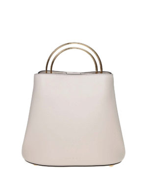 Marni: Secchielli - Borsa secchiello Pannier in pelle avorio
