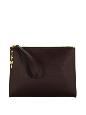 Marni: pochette - Clutch in pelle bicolore con charm del logo