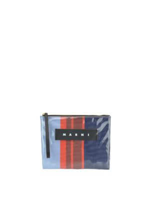 Marni: pochette - Clutch a righe plastificata
