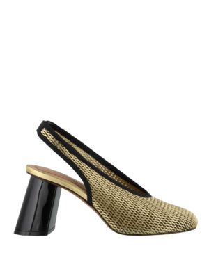 Marni: court shoes - Gold-tone leather slingbacks