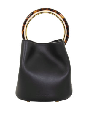 Marni: borse a tracolla - Borsetta Pannier nera con manico tartarugato