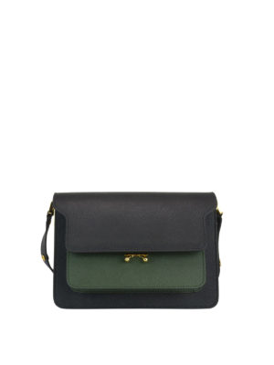 Marni: borse a spalla - Trunk bag multi scomparto in pelle saffiano