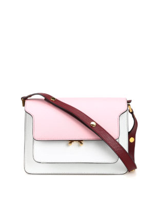 Marni: borse a spalla - Borsa in saffiano rosa bianca e bordeaux