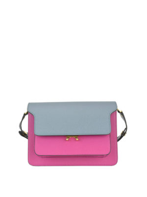 Marni: borse a spalla - Trunk bag tricolore in pelle saffiano