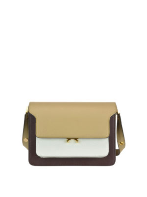 Marni: borse a spalla - Trunk bag multi scomparto in pelle saffiano