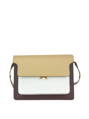 Marni: borse a spalla - Trunk bag multicolore in pelle saffiano