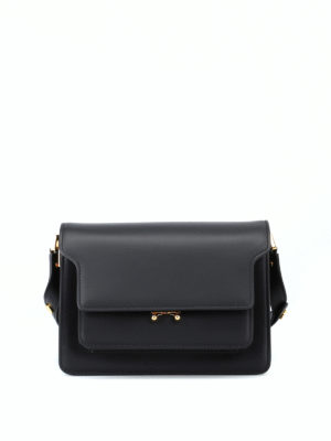 Marni: borse a spalla - Borsa Trunk in pelle liscia nera