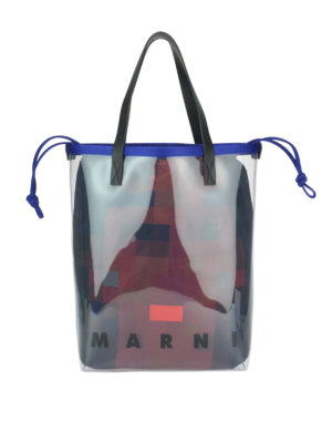 Marni: shopper - Shopper Glossy in PVC con stampa pixel
