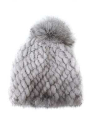 Max Mara: berretti - Berretto Delia 2 grigio in visone e volpe